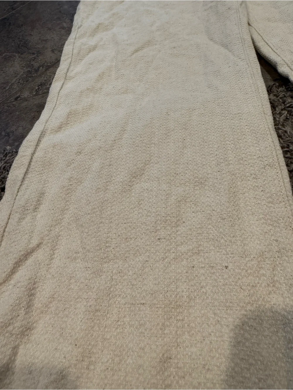 ❤️Cream Textured Wide-Leg trousers